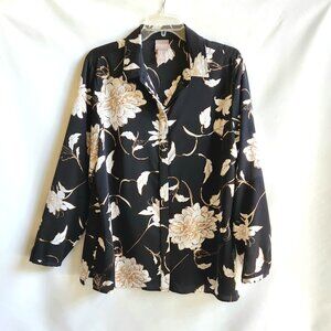 Chico's Floral Print Long Sleeve Blouse Sz 12 (Chico's Sz 2)